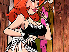 Peble finds a sexy housemaid costume..